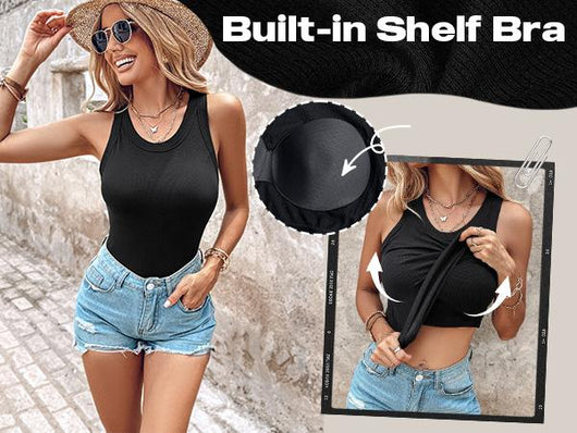 Ribbed Sculpt Tank with Built-In Bra
