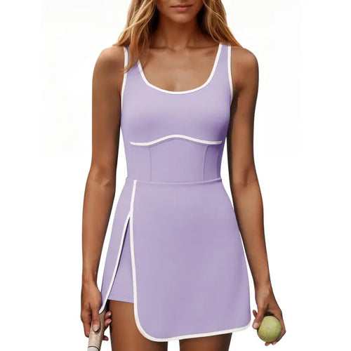 Sleeveless Cutout Tennis Dress with Built-In Bra & Shorts
