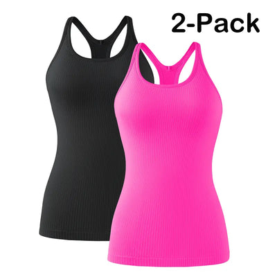 Tight-Fit Racerback Workout Tank with Built-In Bra