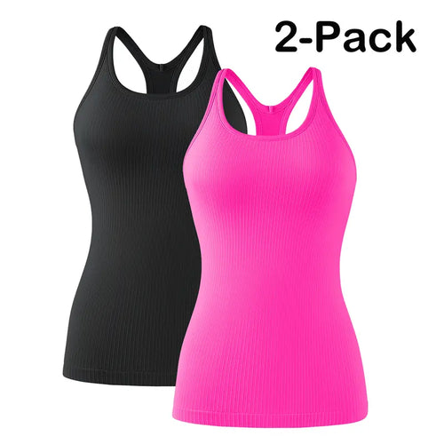 Tight-Fit Racerback Workout Tank with Built-In Bra