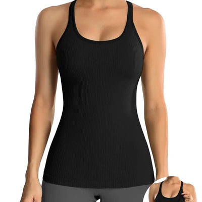Tight-Fit Racerback Workout Tank with Built-In Bra