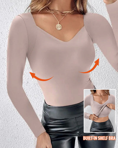 Long-Sleeve Sculpt with Built-In Bra