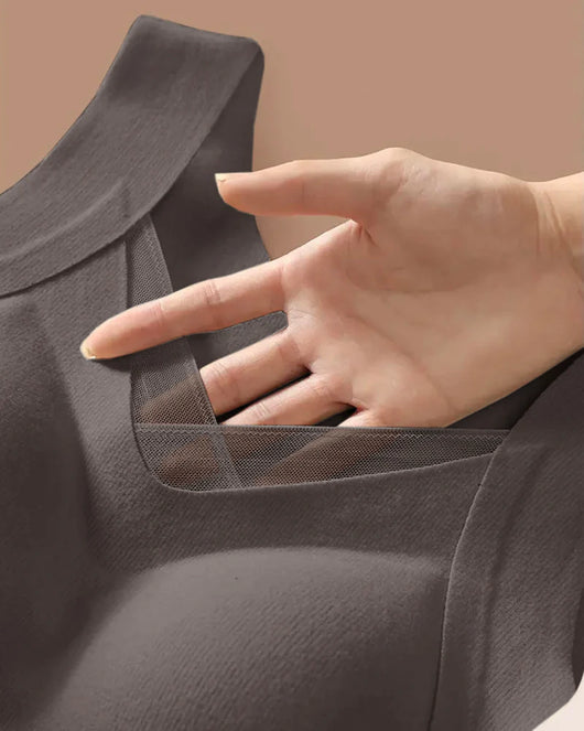 Sheer Mesh V-Neck Tank with Built-In Bra