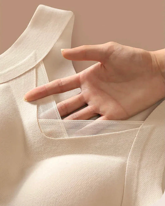 Sheer Mesh V-Neck Tank with Built-In Bra