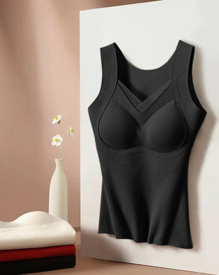 Sheer Mesh V-Neck Tank with Built-In Bra