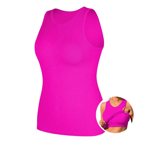 High Neck Workout Tank with Built-In Bra