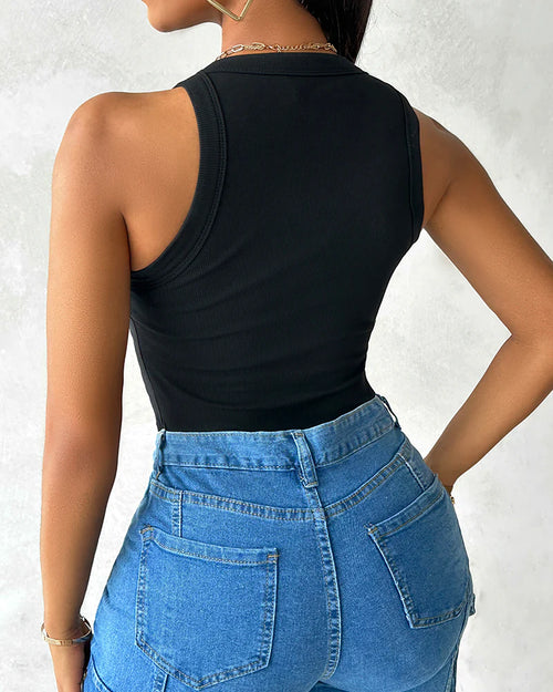 Ribbed Sculpt Tank with Built-In Bra