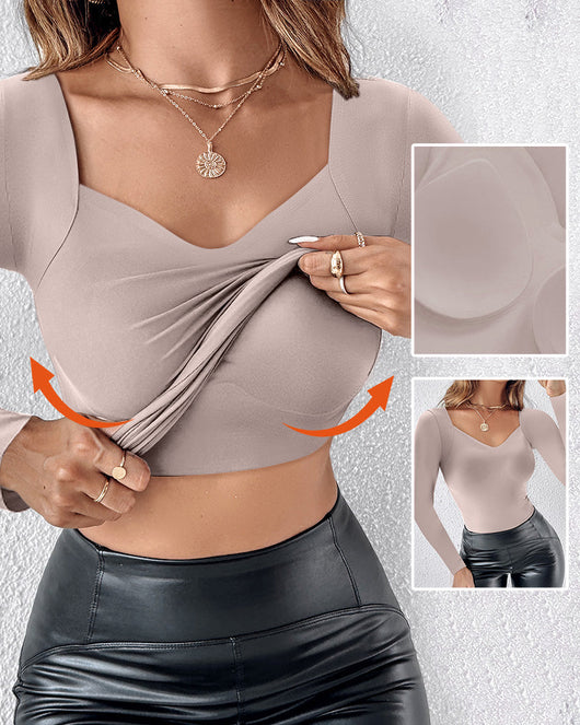 Long-Sleeve Sculpt with Built-In Bra