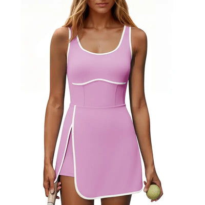 Sleeveless Cutout Tennis Dress with Built-In Bra & Shorts