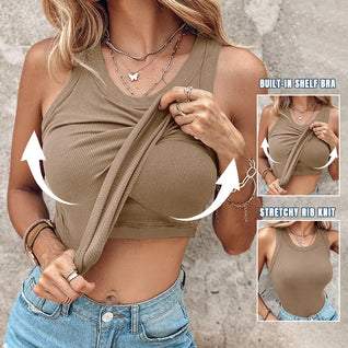 Ribbed Sculpt Tank with Built-In Bra