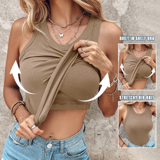 Ribbed Sculpt Tank with Built-In Bra