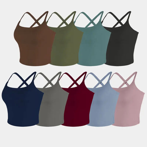 Criss-Cross Adjustable Straps Top with Built-In Bra