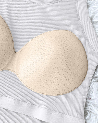 Ribbed Sculpt Tank with Built-In Bra