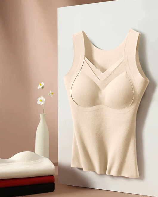 Sheer Mesh V-Neck Tank with Built-In Bra