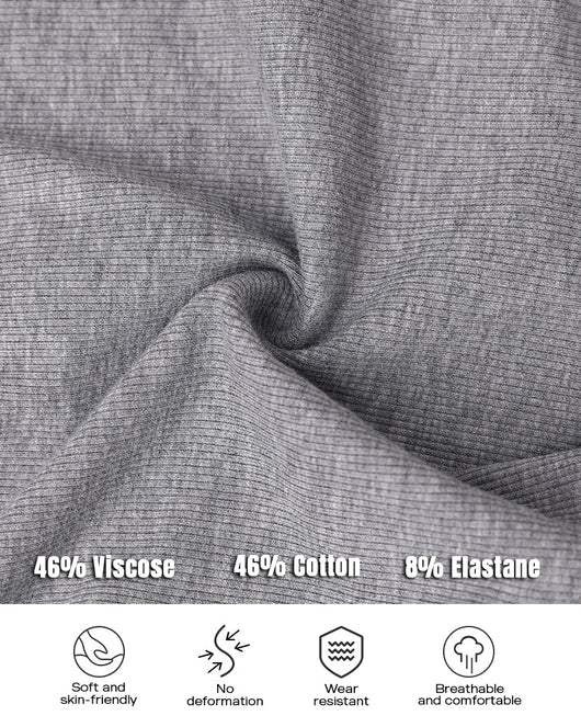 Notch Neck Ribbed Long-Sleeve with Built-In Bra