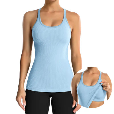 Tight-Fit Racerback Workout Tank with Built-In Bra