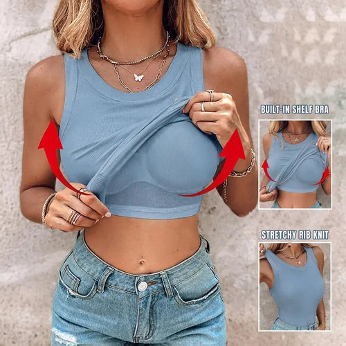 Ribbed Sculpt Tank with Built-In Bra