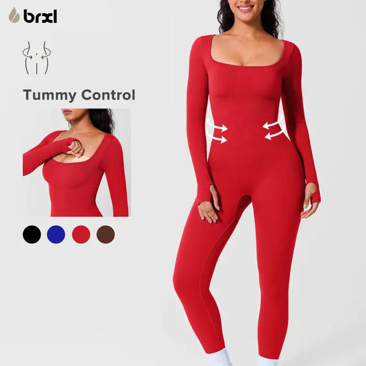 Tummy Control One-Piece Jumpsuit with Built-In Bra