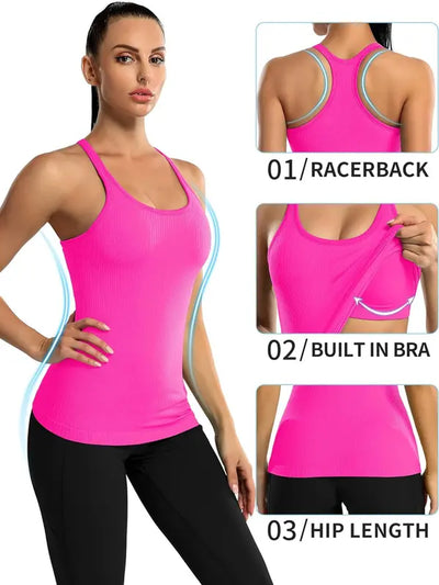 Tight-Fit Racerback Workout Tank with Built-In Bra