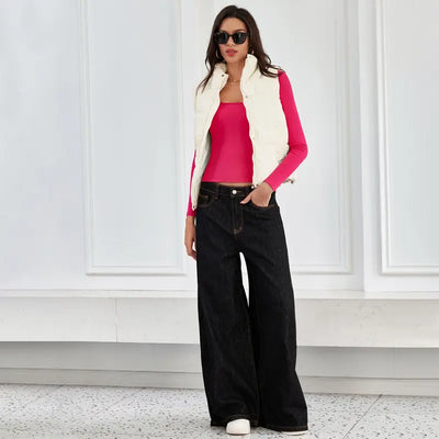 Square Neck Long Sleeve Top with Built-In Bra