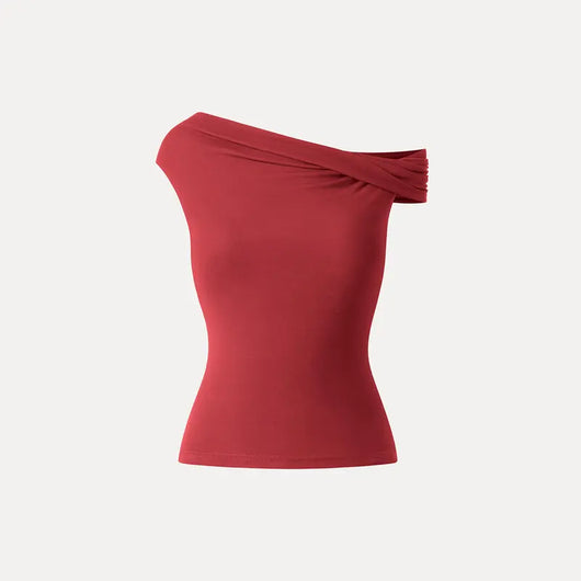 Asymmetrical Brami Top with Built-In Bra