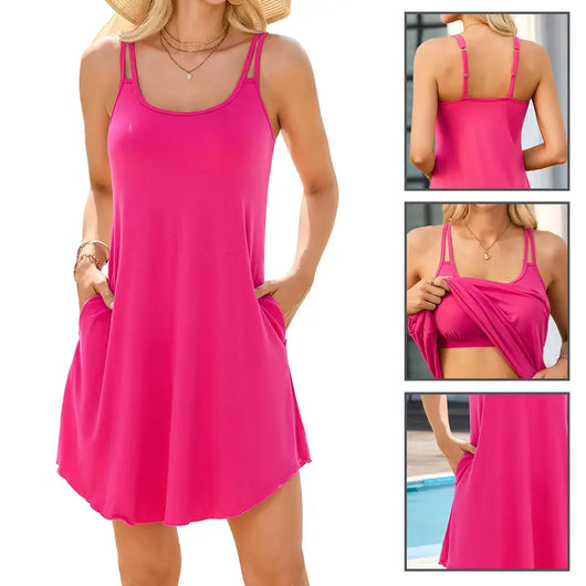 Summer Scoop Neck Dress with Built-In Bra