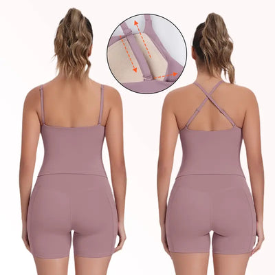 Criss-Cross Adjustable Straps Top with Built-In Bra