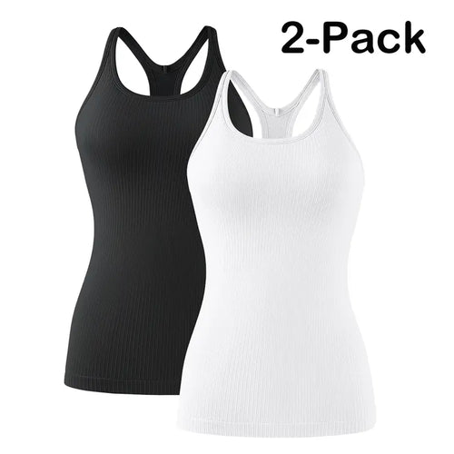Tight-Fit Racerback Workout Tank with Built-In Bra