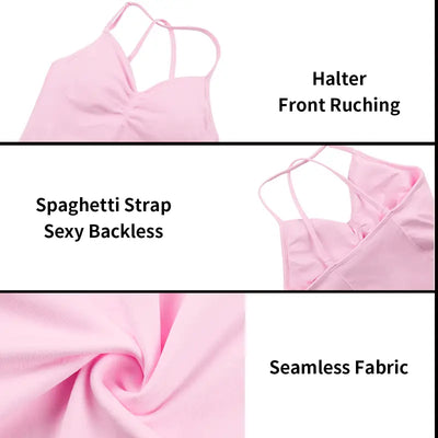 Strappy Backless Workout Tank with Built-In Bra