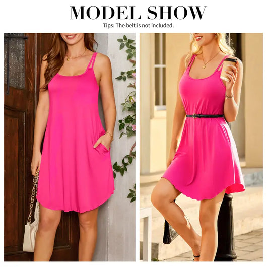 Summer Scoop Neck Dress with Built-In Bra