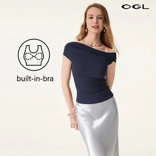 Asymmetrical Brami Top with Built-In Bra