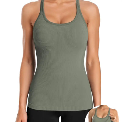 Tight-Fit Racerback Workout Tank with Built-In Bra