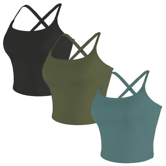 Criss-Cross Adjustable Straps Top with Built-In Bra