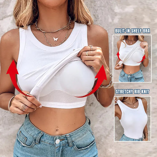 Ribbed Sculpt Tank with Built-In Bra