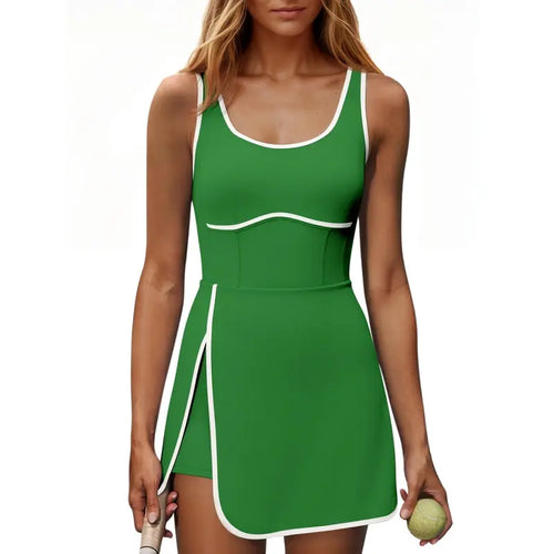 Sleeveless Cutout Tennis Dress with Built-In Bra & Shorts