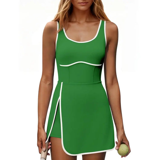 Sleeveless Cutout Tennis Dress with Built-In Bra & Shorts