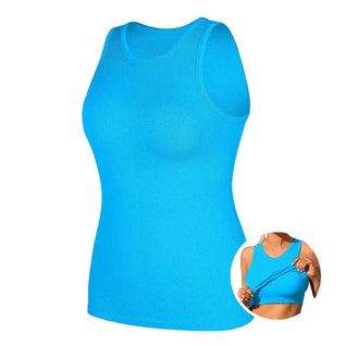 High Neck Workout Tank with Built-In Bra