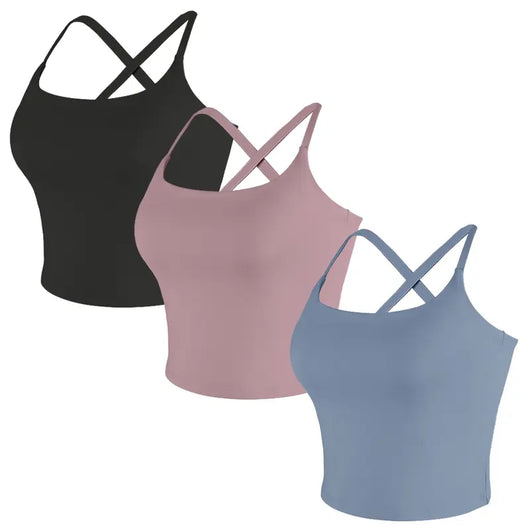Criss-Cross Adjustable Straps Top with Built-In Bra
