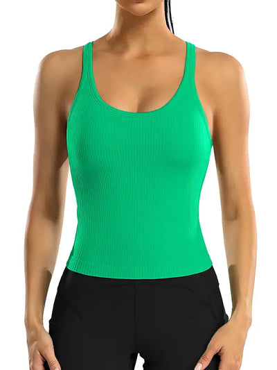 Ribbed Racerback Crop Tank with Built-In Bra