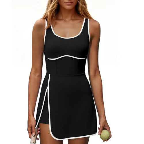 Sleeveless Cutout Tennis Dress with Built-In Bra & Shorts