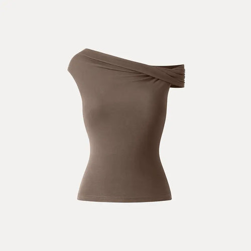 Asymmetrical Brami Top with Built-In Bra