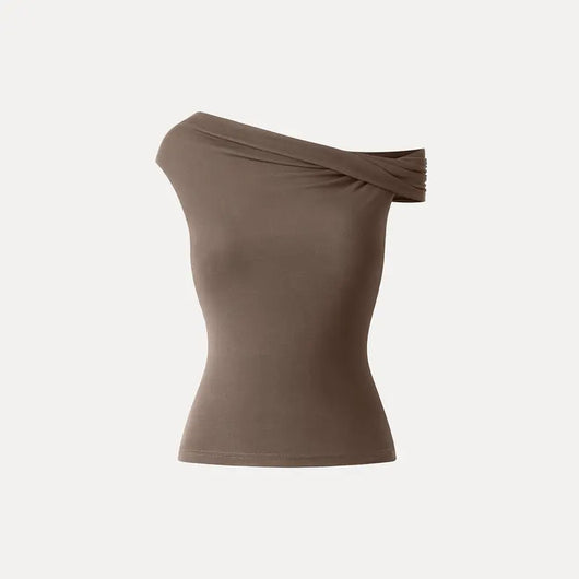 Asymmetrical Brami Top with Built-In Bra