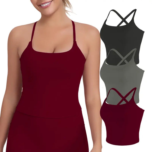 Criss-Cross Adjustable Straps Top with Built-In Bra