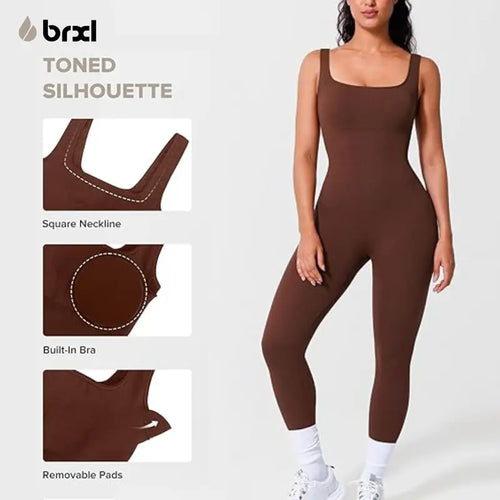 Tummy Control One-Piece Jumpsuit with Built-In Bra