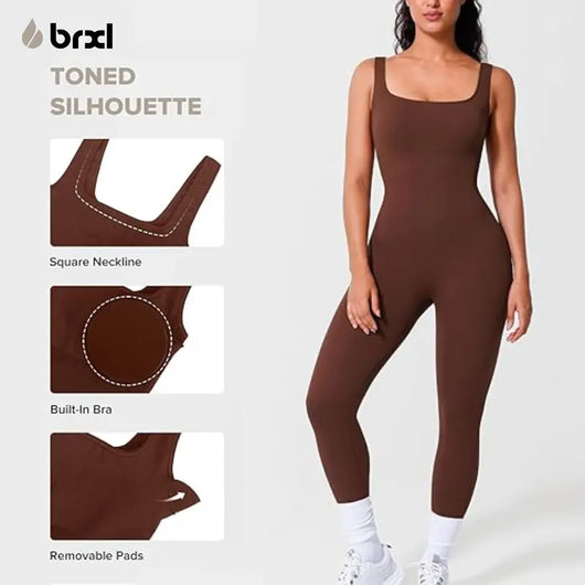 Tummy Control One-Piece Jumpsuit with Built-In Bra