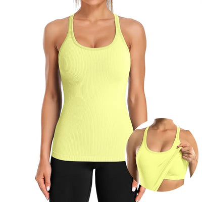 Tight-Fit Racerback Workout Tank with Built-In Bra