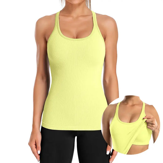 Tight-Fit Racerback Workout Tank with Built-In Bra