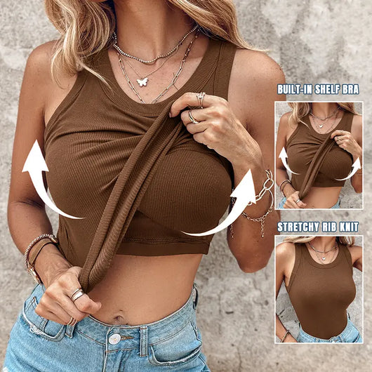 Ribbed Sculpt Tank with Built-In Bra