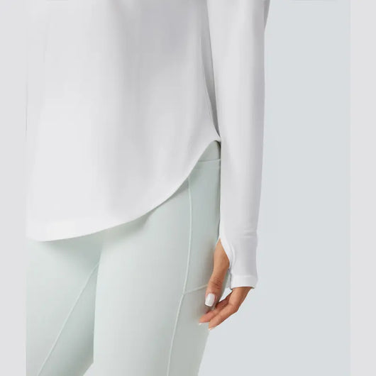 One-Shoulder Long-Sleeve Relaxed Top with Built-In Bra