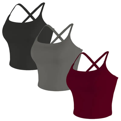 Criss-Cross Adjustable Straps Top with Built-In Bra